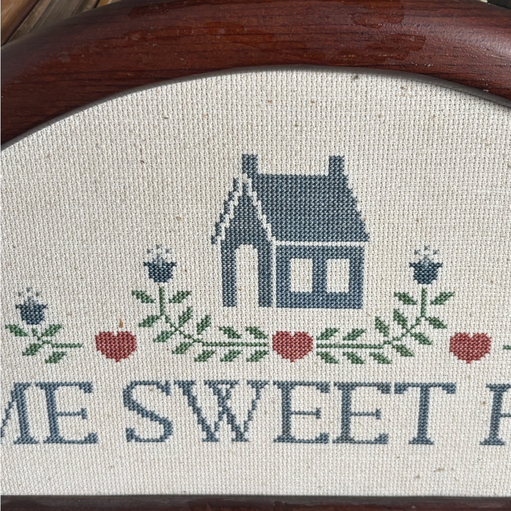 Vintage Cross-Stitch “Home Sweet Home”  Arched Wooden Framed Kitchen/Entry Piece - Picture 5 of 14